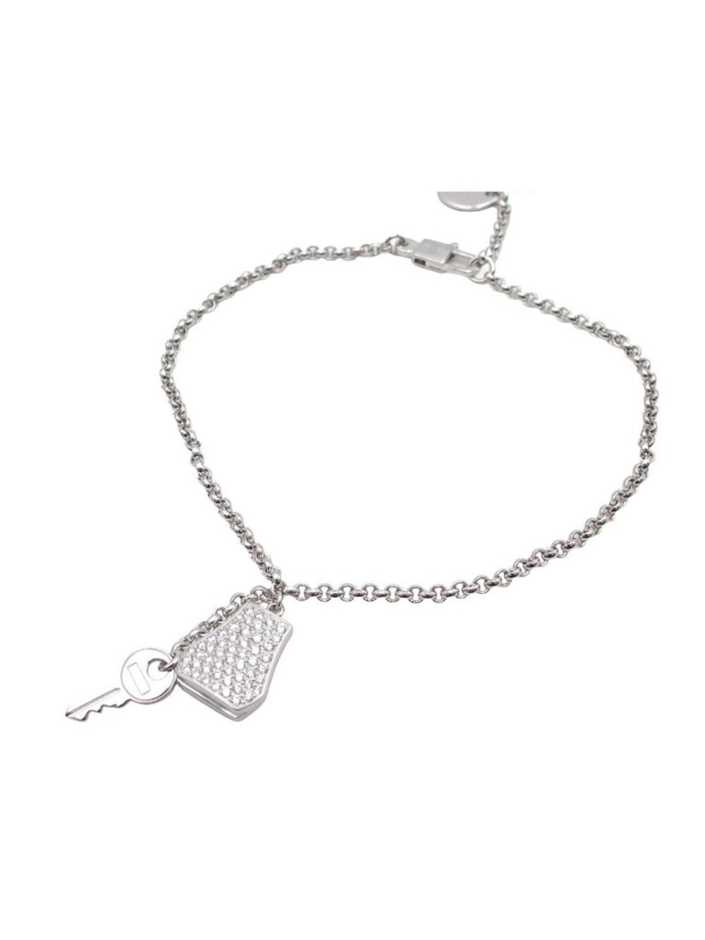 Hermes Kelly Clochette PM White Gold 18K Diamond ST Bracelet